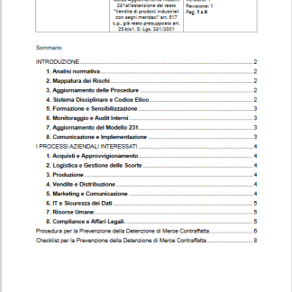 Report di consulenza- Aggiornamento modelli 231all’estensione del reato “Vendita di prodotti industriali con segni mendaci” art. 517 c.p., già reato presupposto art. 25-bis1. D. Lgs. 231/2001